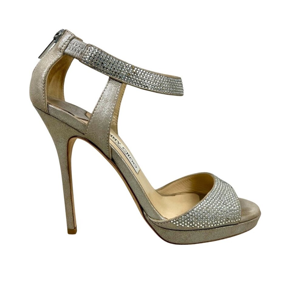 Jimmy Choo 015 Lancer Crystal Embellished Platform Suede Heels Women 37.…